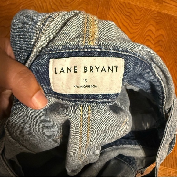 NEW Lane Bryant Boyfriend Short Denim Distressed Overalls Shortalls Sz 18 Casual - Picture 9 of 14